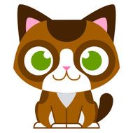 Cartoon Adorable Little Cat Isolated Illustration N8
