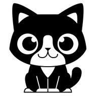 Cartoon Adorable Black And White Cat