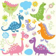 set of little dinosaurs