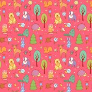 Seamless pattern with forest animals