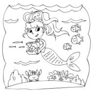 Coloring mermaid underwater