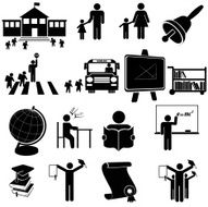 School black and white icon set