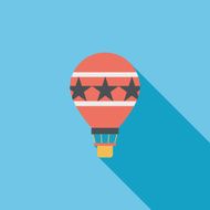 Hot Air Balloon flat icon with long shadow N18