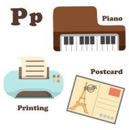 Alphabet P letter Piano Postcard Printing