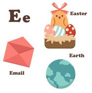 Alphabet E letter Earth Easter Email