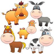 five animals on white background N3