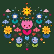 cute cartoon flowers nature illustration