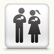 White Square Button with Family &amp; Babies Icon