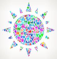 Sun on vector family pattern Background