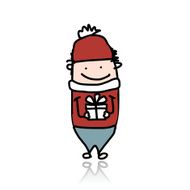 Cute boy with present box cartoon for your design N2