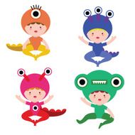 Baby monsters characters set