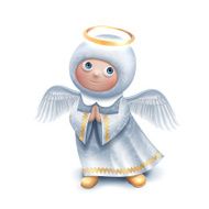 cute praying angel character in heaven N3