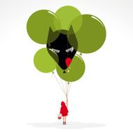 Little red hood wolf balloons girl evil illustration vector