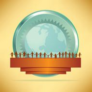 Holding Hands - Banner with World Background N2