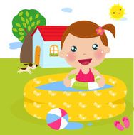 Little girl splashing in the swimming pool