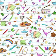 School seamless pattern elements of creativity