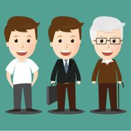 Vector of age progress boy businessman and senior man