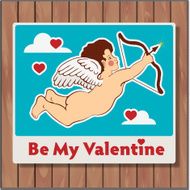 Be my valentine card with cupid