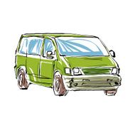 Colored hand drawn car on white background illustration N2
