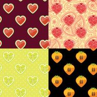 Watermelon garnet persimmon lemon Set of Fruit seamless pattern