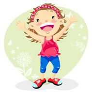 Little Girl Cheer Up in Spring