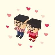 love couple block isometric cartoon character N30