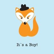 Baby boy fox arrival announcement birth card