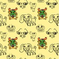 Seemless pattern of doodle cartoon