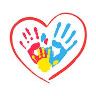 Parent&#039;s and kid&#039;s hands in a heart