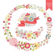 Festive floral set Frames flowers wreath