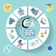 Circle vector baby infographic New born boy