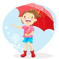 Teenage Girl Holding Umbrella on a Rainy Day