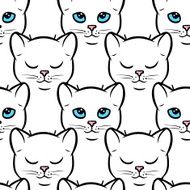Seamless pattern with cute white cats