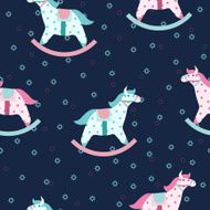 Colorful children pattern with rocking horses