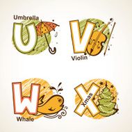 Alphabet set from U to X