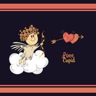Cute cupid in the dark sky