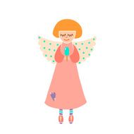 Cute cartoon angel with ice-cream