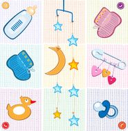 Baby Accessories On Knitted Colorful Patches