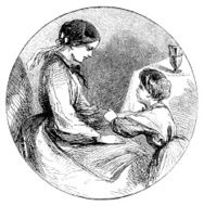 Victorian sketch of a mother with small child