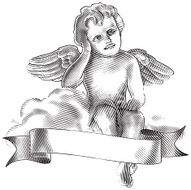 Cherub Angel and Blank Banner