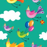 Seamless birds flying to a birthday party