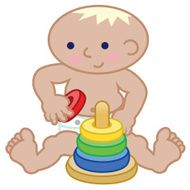 Cute Baby Playing With Stacking Ring Toy