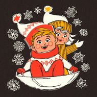 Two Children Sledding