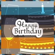 Vector birthday card on stripes colorful background N2