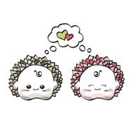 love hedgehogs kawaii style on a white background
