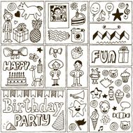 Birthday Themes Banners set 2 Hand Drawn Vector Illustrations