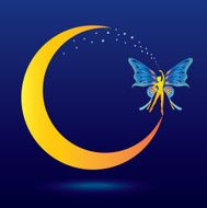 vector of fairy in the moon