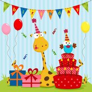 giraffe and bird birthday