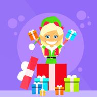 Christmas Elf Female Cartoon Character Little Gril Santa Helper N2