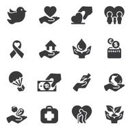 Charity and Relief Work Silhouette icons